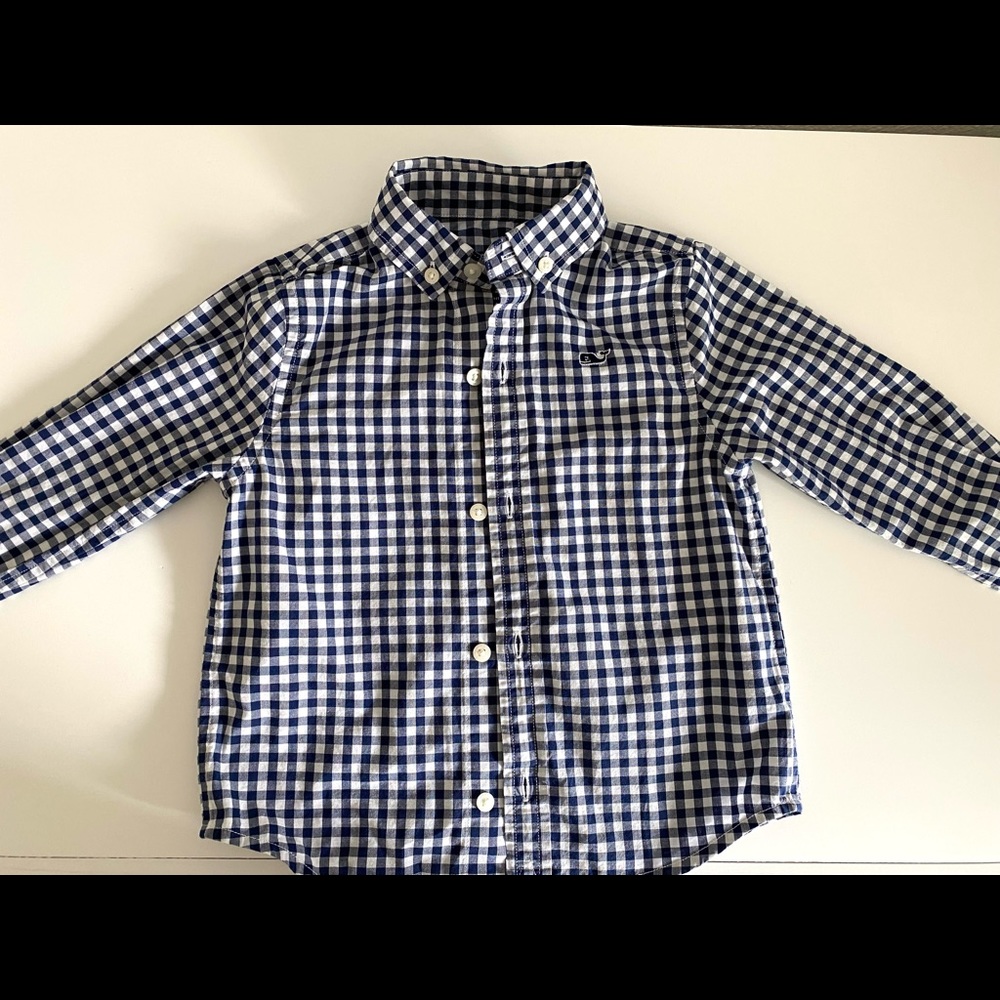 Vineyard Vines 2T Navy Gingham Whale Shirt